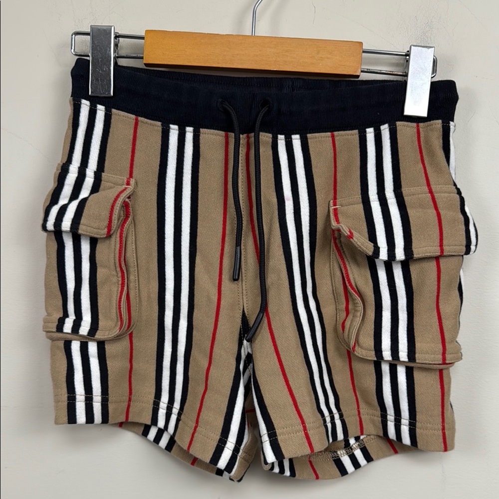 Burberry Tan and Black Cargo Shorts with Iconic Check Pattern boys 10